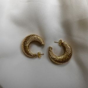 Dior Vintage Ribbed Crescent Hoop Earrings